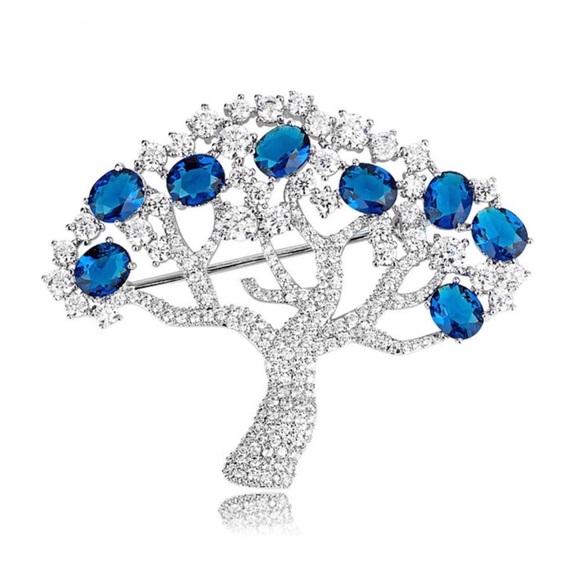 Swarovski Crystals The Tralia Blue & Red Tree Brooch - Picture 4 of 7